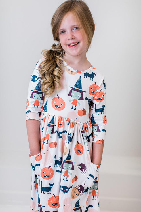 boo-crew-3-4-sleeve-pocket-twirl-dress Mila &  Rose - Sophia's Style--2T--3